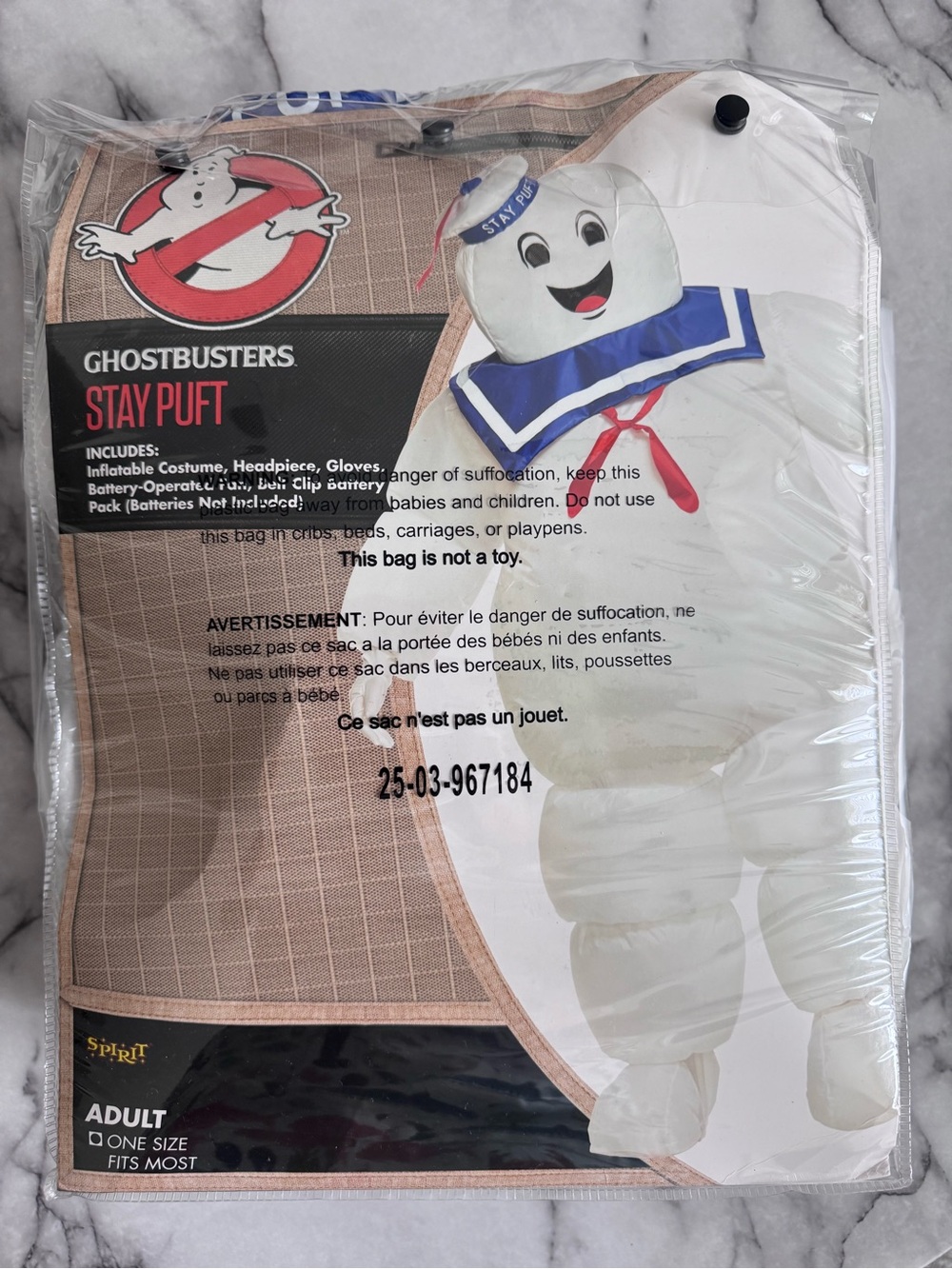 Ghostbusters Stay Puft Inflatable Adult Costume - White
